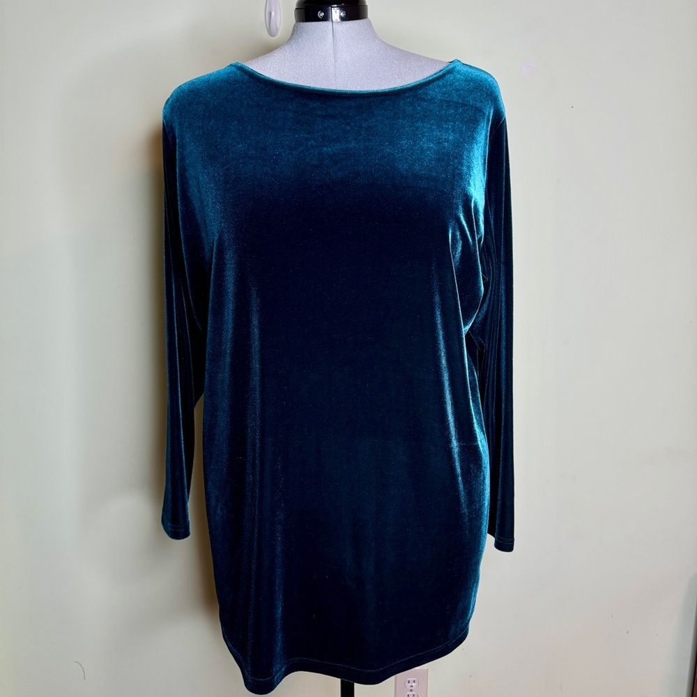 Vintage Green Velvet Long Sleeve Tunic Top Mini Dress
